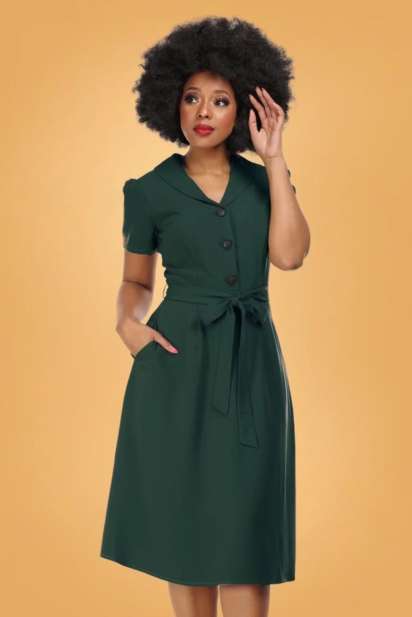 Vestido Verde años 40 ( TALLA 50 )